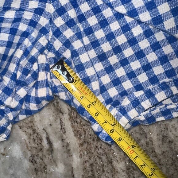 Janie and Jack, Blue Gingham Checker Plaid Linen Blend Shorts, Adjustable Boys 5 - Picture 6 of 14